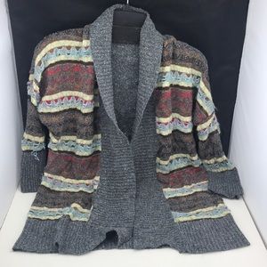 Buckle multi colored cardigan sweater size large